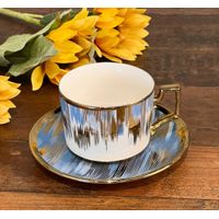 Set of 6 Gold Edge Ceramic Coffee Cup SetSet of 6 Gold Edge Ceramic Coffee Cup