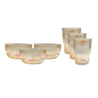 8PCS GLASSWARE SET W/TRAY BLACK 1252-2