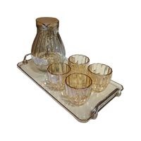 8PCS GLASSWARE SET W/TRAY GOLD 1252-3
